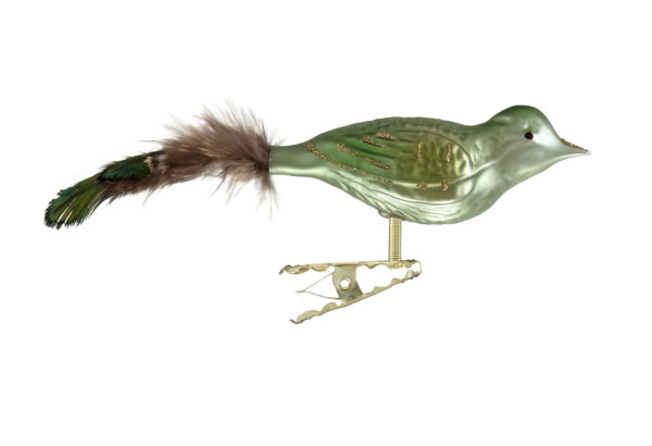 kleiner Vogel, gespritzt, Naturfeder Nr. 740, matt grün, olivgrün