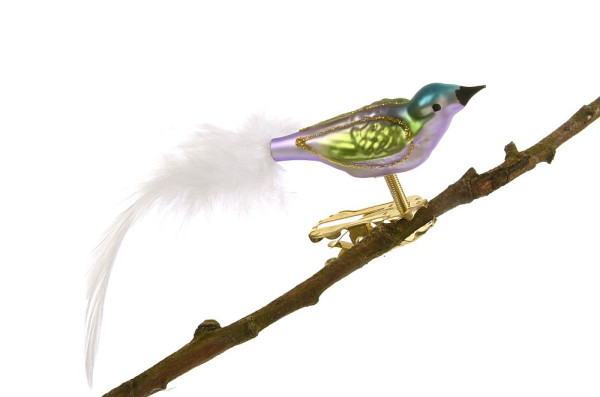 Mini-Vogel, gespritzt, Feder Nr. 329, matt lila, türkis, grün