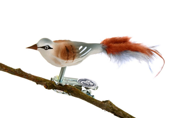 Mini-Vogel, gespritzt, Federn Nr. 619 grau, braun