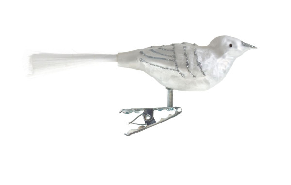 6 cm kleiner breiter Vogel Eislack weiß