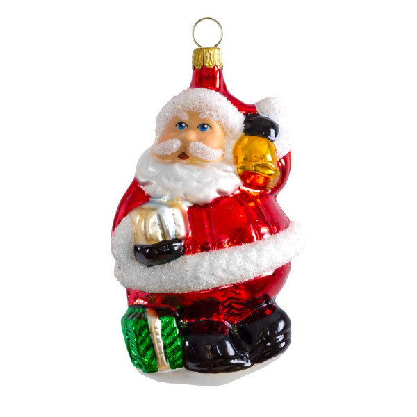 dicker Weihnachtsmann mit Glocke und Geschenk Einzelverpackung