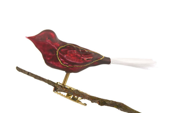 kleiner Vogel, Klarlack, Flügel eingerahmt Nr. 306/8, matt bordeaux, Glasfaser