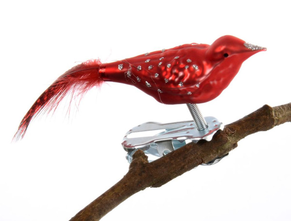 Mini-Vogel, Glimmerpunkte, farbige Perlhuhn-Feder matt rot