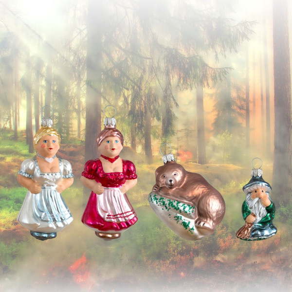 4-teiliges Märchenset `Schneeweißchen & Rosenrot´ mit Bär und Zwerg