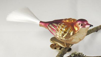 6 cm kleiner breiter Vogel Nr. 476, bronzegold, bordeaux, gold