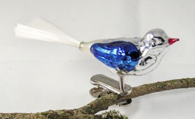 kleiner Vogel, silber Nr. 255/2, Flügel glanz kobaltblau