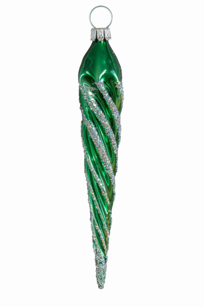 12 cm Eiszapfen, Sortiment Blätter-Girlande, 4-fach glanz dunkelgrün