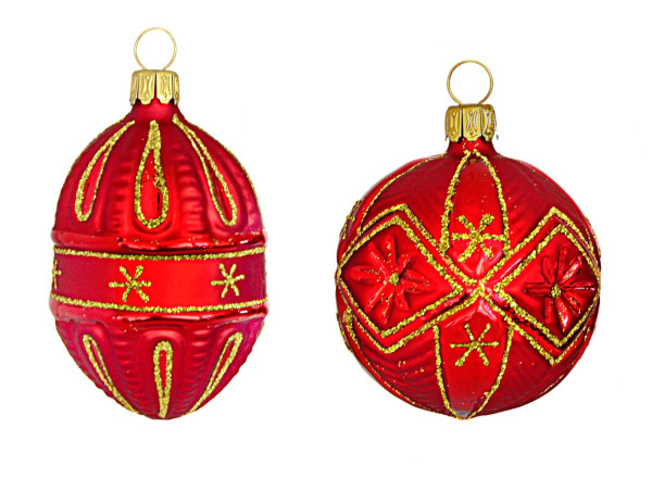 Ornamenten-Set, Sortiment Sternenbahn, 2-fach matt rot
