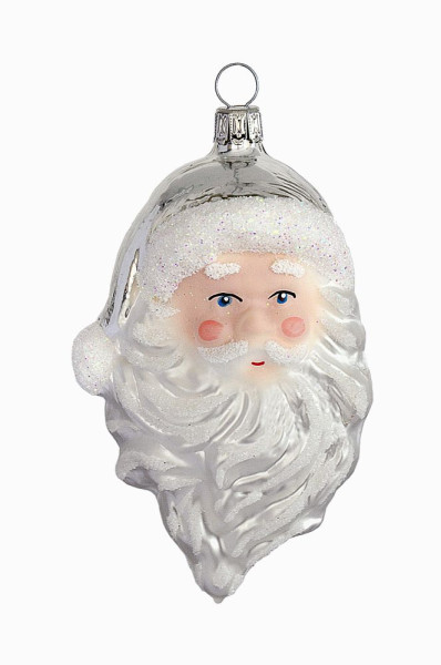 Weihnachtsmannkopf mit Rauschebart Mütze silber