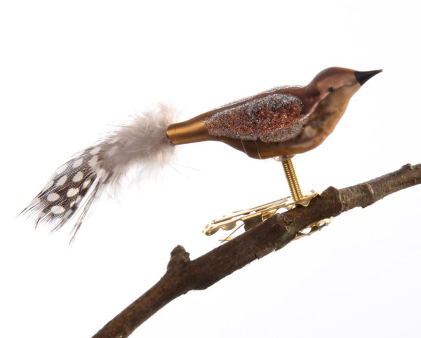 Mini-Vogel, gespritzt, Perlhuhn-Feder Nr. 317, matt bronzegold, braun