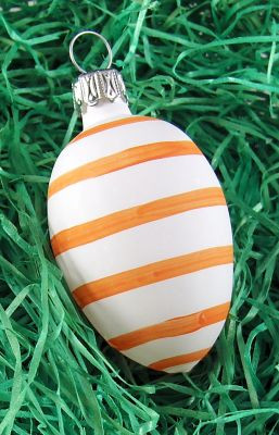 4 cm Osterei weiß mit orangen Streifen