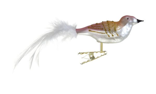 6 cm kleiner breiter Vogel, Feder Nr. 478, rosa, gold