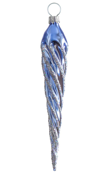 12 cm Eiszapfen, Sortiment Orchideen-Twist, 4-fach glanz blau