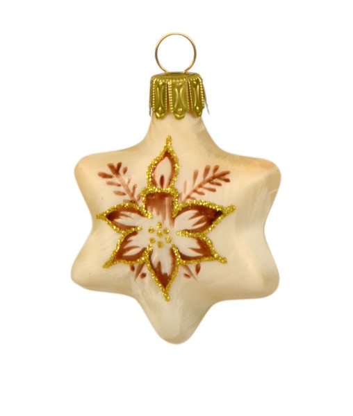 Stern, Sortiment Blume mit Kerze, 4-fach Eislack beige