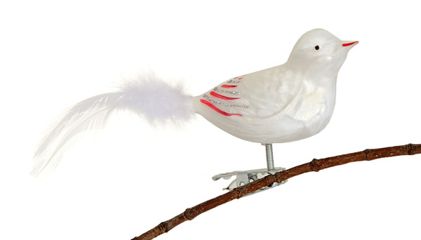 mittlerer Vogel, Sortiment Waffelmuster, 3-fach Eislack weiß, roter Klarlack