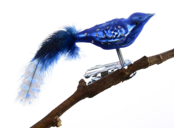 Mini-Vogel, Glimmerpunkte, farbige Perlhuhn-Feder matt blau