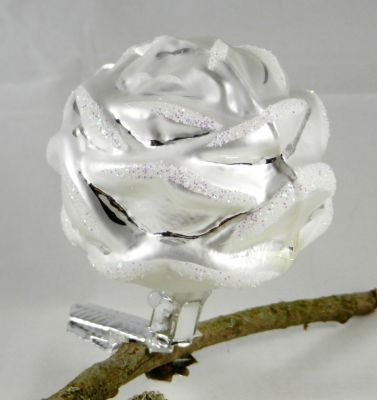 6 cm Rose auf Clip matt weiß