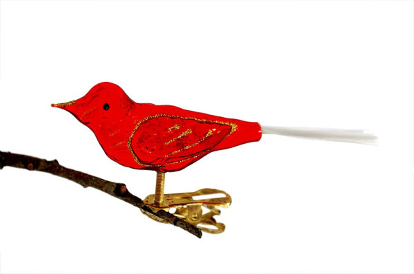 kleiner Vogel, Flügel eingerahmt Nr. 306/6, glanz rot, Glasfaser