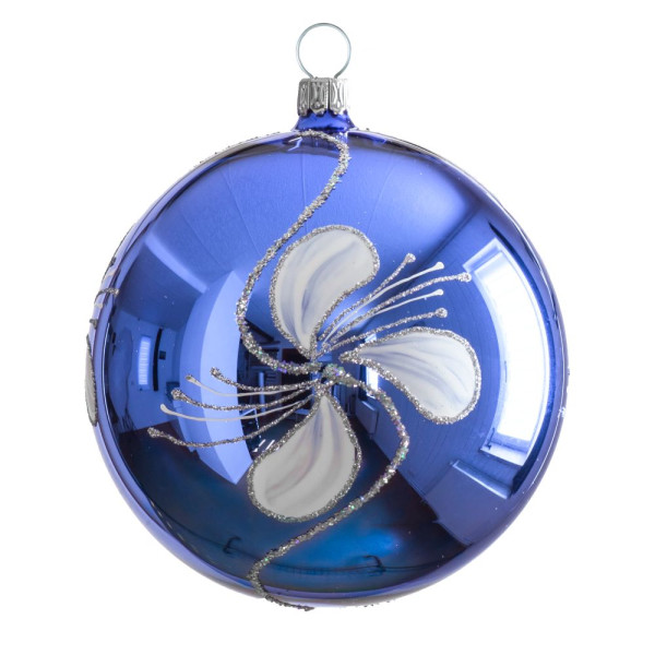 10 cm Kugel, Sortiment Orchideen-Twist, 2-fach glanz blau
