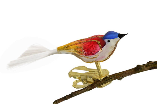 Mini-Vogel, gespritzt, Glasfaserschwanz Nr. 284, silber, gold, rot, blau